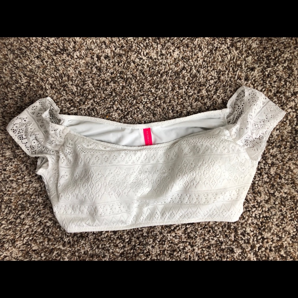 White Lace Swim Top